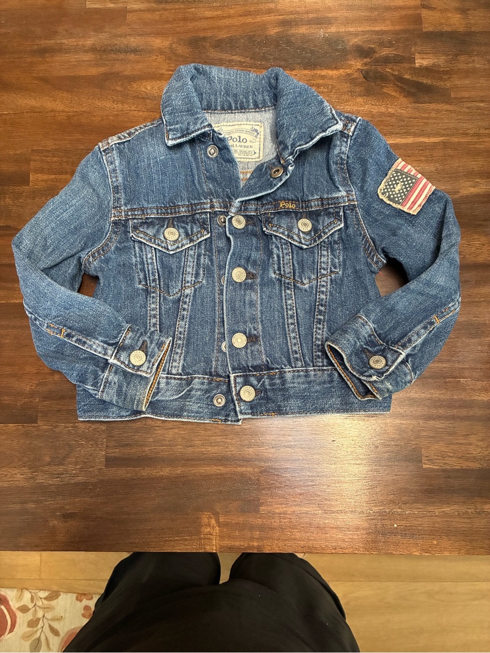 Polo by Ralph Lauren Kids Toddler 2T Blue Denim Jacket with Flag Patch